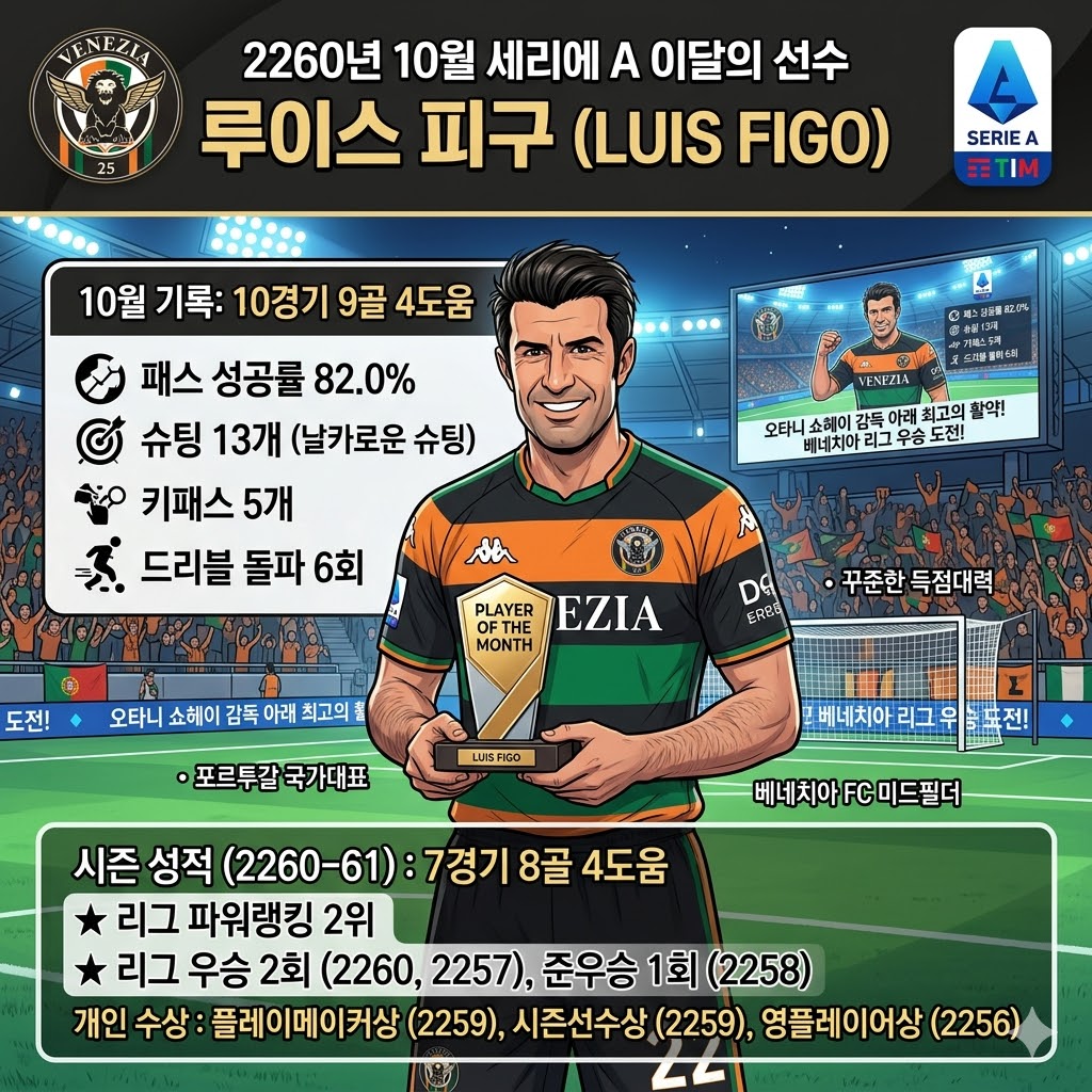 피구, [2260년 10월] 세리에A 이달의 선수 등극!